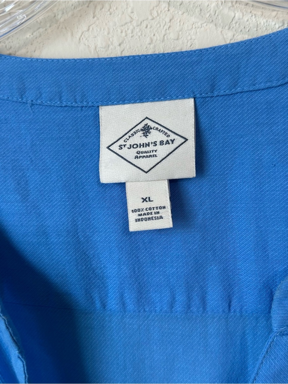 St. John's Bay Blue Women's Tunic Henley Blouse with chest pockets - Picture 2 of 7